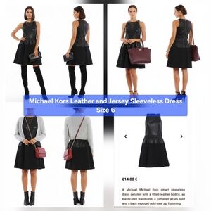 Michael Kors Leather and Jersey Sleeveless Dress Size 6